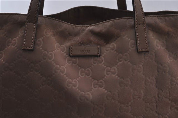 Authentic GUCCI Shoulder Tote Bag Purse GG Nylon Leather 282489 Brown 6810C