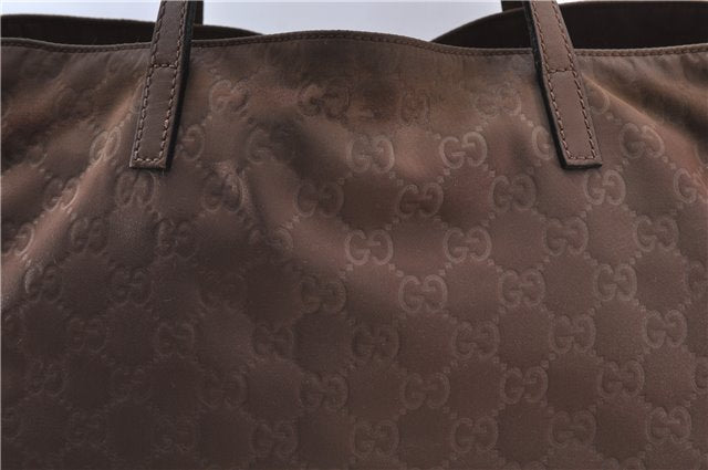 Authentic GUCCI Shoulder Tote Bag Purse GG Nylon Leather 282489 Brown 6810C