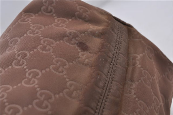 Authentic GUCCI Shoulder Tote Bag Purse GG Nylon Leather 282489 Brown 6810C