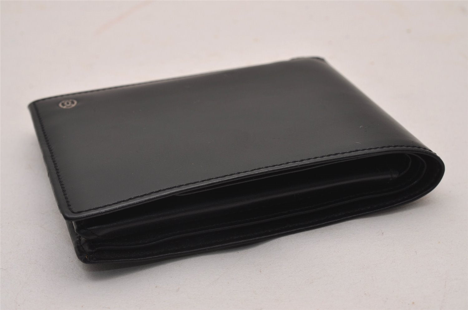 Authentic Cartier Pasha Vintage Bifold Wallet Purse Leather Black 6810I