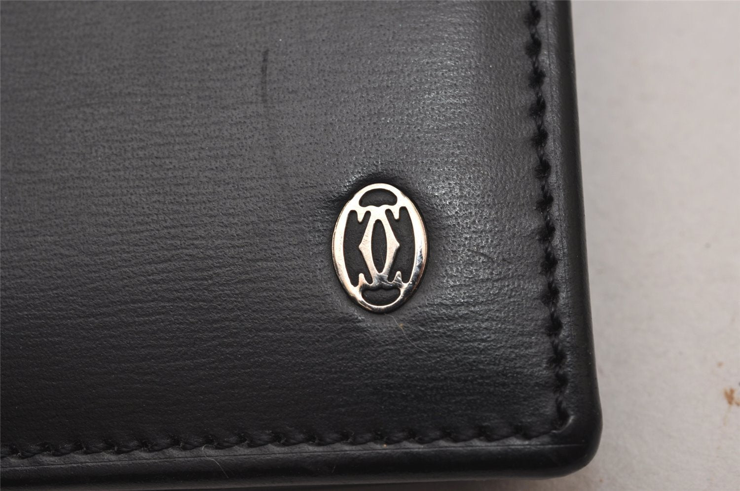 Authentic Cartier Pasha Vintage Bifold Wallet Purse Leather Black 6810I