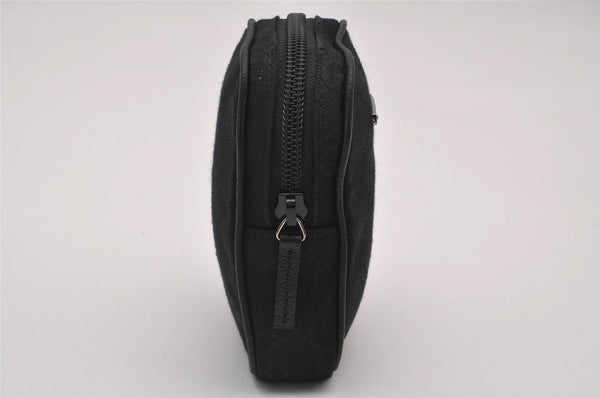 Authentic GUCCI Cigarette Case Pouch Purse GG Canvas Leather 115249 Black 6811I