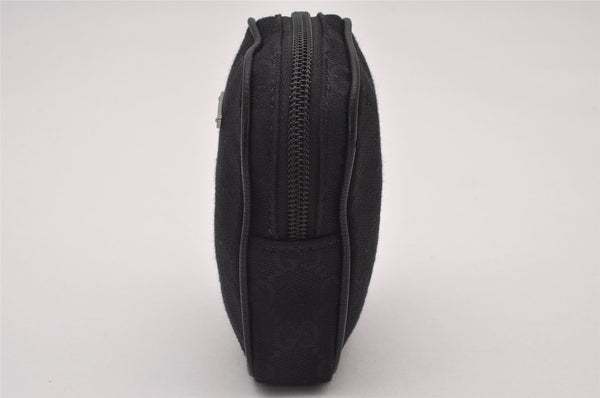 Authentic GUCCI Cigarette Case Pouch Purse GG Canvas Leather 115249 Black 6811I