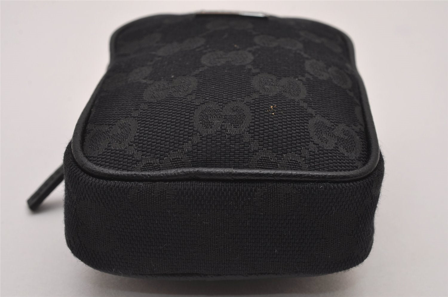 Authentic GUCCI Cigarette Case Pouch Purse GG Canvas Leather 115249 Black 6811I