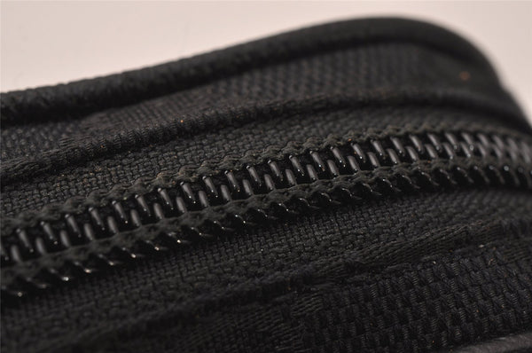 Authentic GUCCI Cigarette Case Pouch Purse GG Canvas Leather 115249 Black 6811I