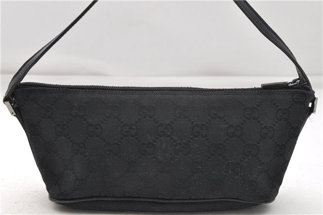 Authentic GUCCI Hand Bag Pouch Purse GG Canvas Leather 0391103 Black 6812D