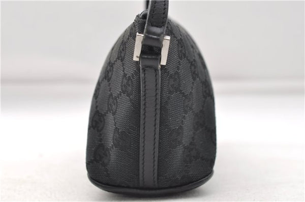 Authentic GUCCI Hand Bag Pouch Purse GG Canvas Leather 0391103 Black 6812D