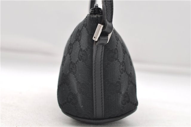Authentic GUCCI Hand Bag Pouch Purse GG Canvas Leather 0391103 Black 6812D
