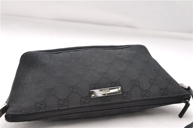 Authentic GUCCI Hand Bag Pouch Purse GG Canvas Leather 0391103 Black 6812D