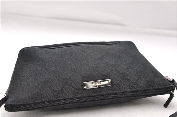Authentic GUCCI Hand Bag Pouch Purse GG Canvas Leather 0391103 Black 6812D