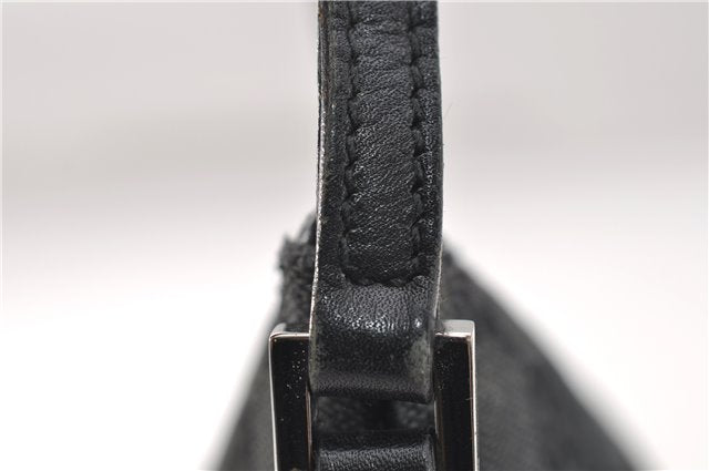 Authentic GUCCI Hand Bag Pouch Purse GG Canvas Leather 0391103 Black 6812D