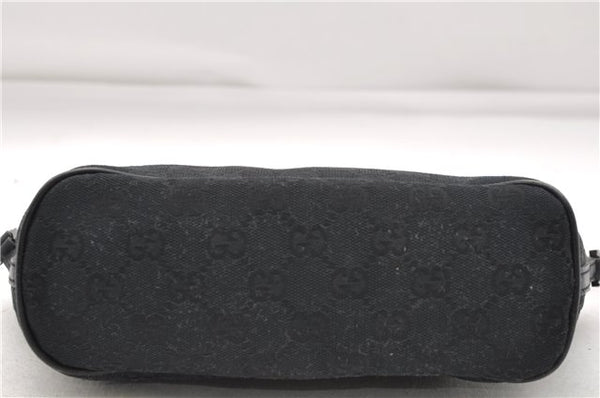 Authentic GUCCI Hand Bag Pouch Purse GG Canvas Leather 0391103 Black 6812D