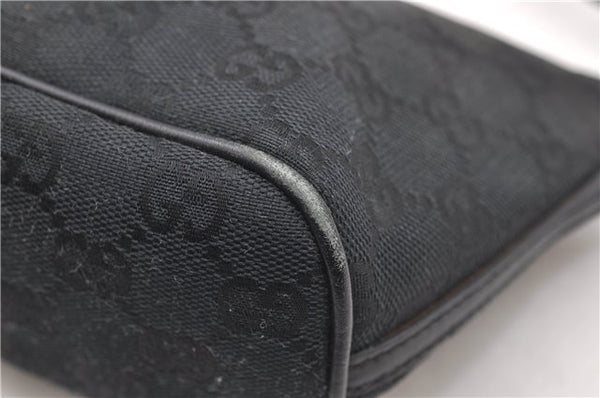 Authentic GUCCI Hand Bag Pouch Purse GG Canvas Leather 0391103 Black 6812D
