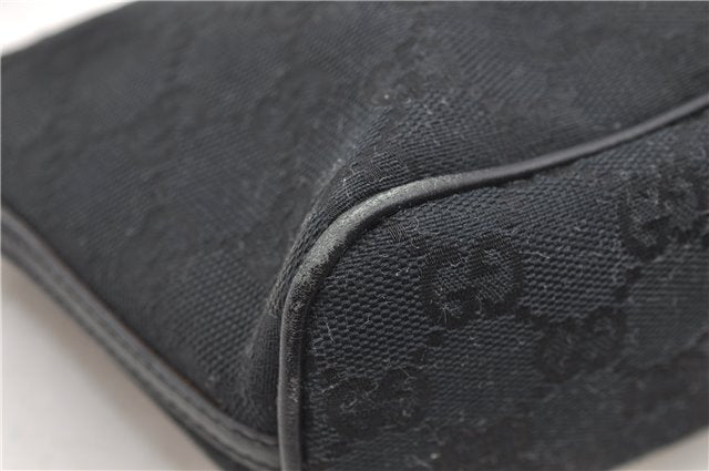 Authentic GUCCI Hand Bag Pouch Purse GG Canvas Leather 0391103 Black 6812D