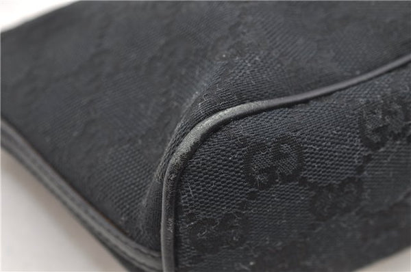 Authentic GUCCI Hand Bag Pouch Purse GG Canvas Leather 0391103 Black 6812D