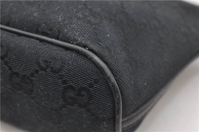 Authentic GUCCI Hand Bag Pouch Purse GG Canvas Leather 0391103 Black 6812D