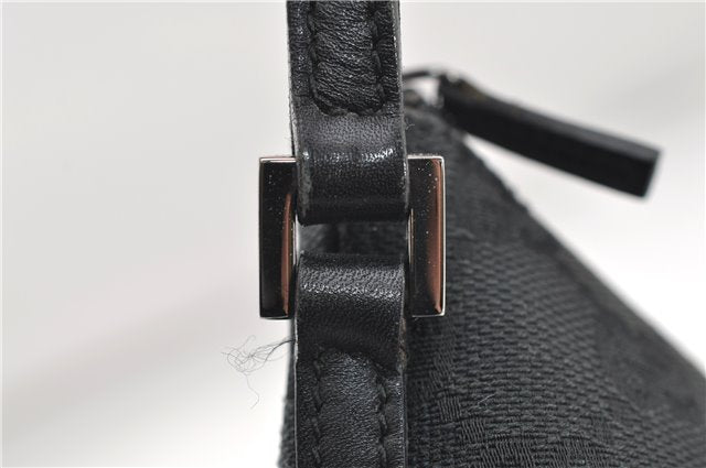 Authentic GUCCI Hand Bag Pouch Purse GG Canvas Leather 0391103 Black 6812D