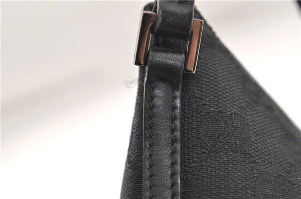 Authentic GUCCI Hand Bag Pouch Purse GG Canvas Leather 0391103 Black 6812D