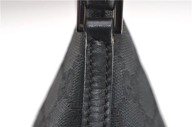 Authentic GUCCI Hand Bag Pouch Purse GG Canvas Leather 0391103 Black 6812D