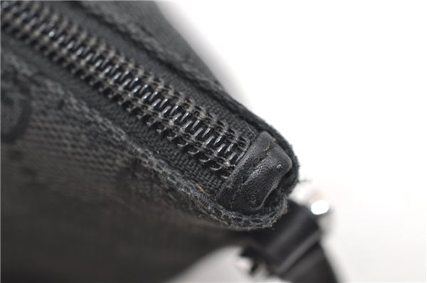Authentic GUCCI Hand Bag Pouch Purse GG Canvas Leather 0391103 Black 6812D
