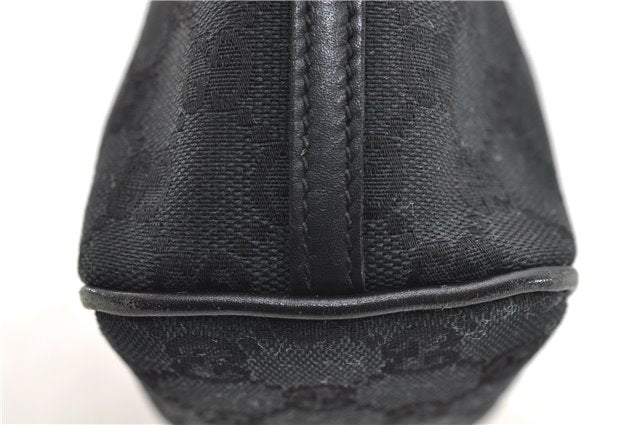 Authentic GUCCI Hand Bag Pouch Purse GG Canvas Leather 0391103 Black 6812D