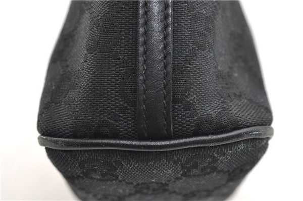 Authentic GUCCI Hand Bag Pouch Purse GG Canvas Leather 0391103 Black 6812D