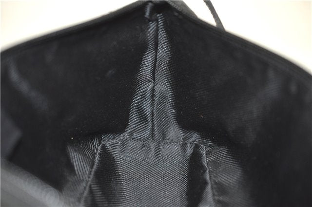 Authentic GUCCI Hand Bag Pouch Purse GG Canvas Leather 0391103 Black 6812D