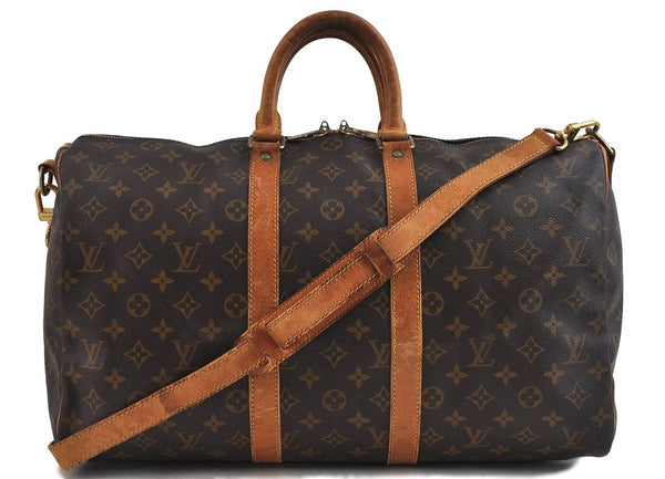 Auth LOUIS VUITTON Monogram Keepall Bandouliere 45 Boston Bag M41418 LV 6813C