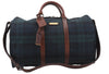 Auth POLO Ralph Lauren Vintage Check PVC Leather Travel Boston Bag Green 6813D