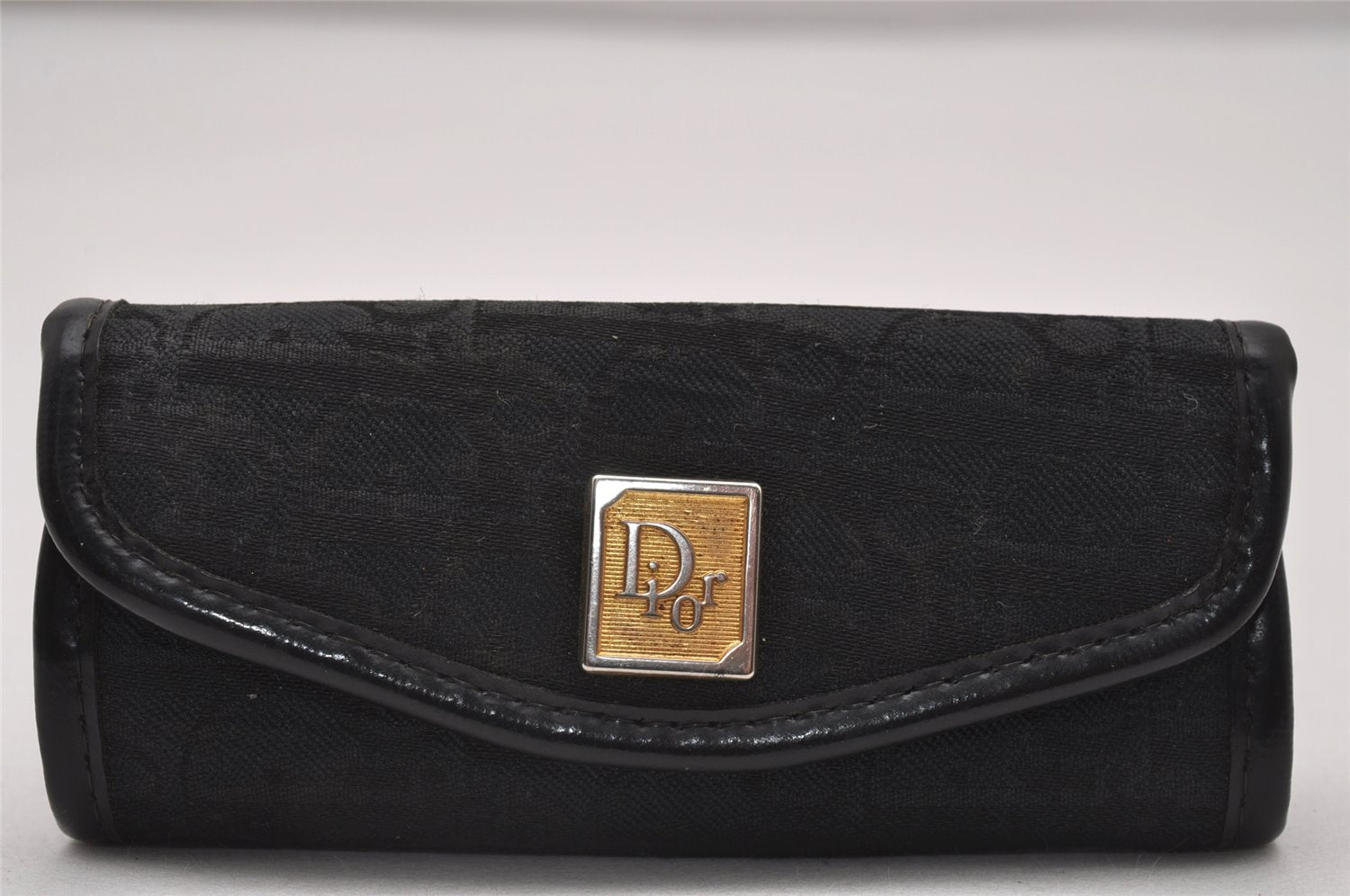Authentic Christian Dior Trotter 4 Hooks Key Case Canvas Leather Black 6814I