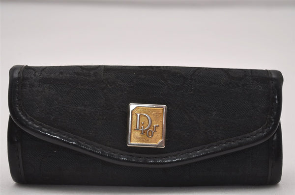 Authentic Christian Dior Trotter 4 Hooks Key Case Canvas Leather Black 6814I