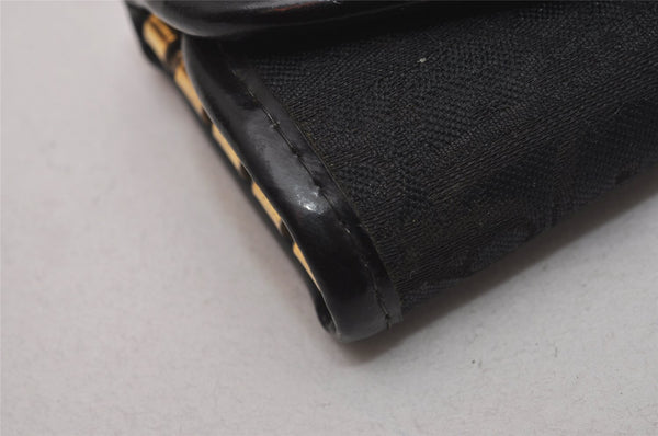 Authentic Christian Dior Trotter 4 Hooks Key Case Canvas Leather Black 6814I