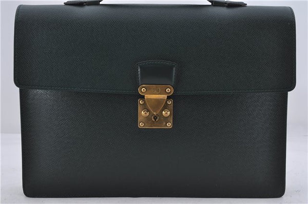 Authentic Louis Vuitton Taiga Serviette Kourad Briefcase Green M30074 LV 6816D