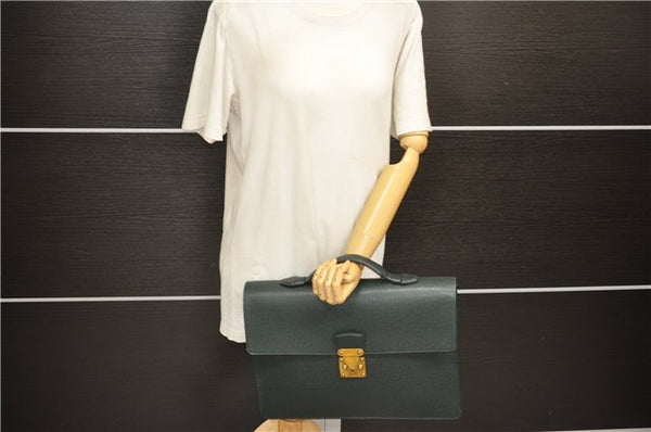 Authentic Louis Vuitton Taiga Serviette Kourad Briefcase Green M30074 LV 6816D