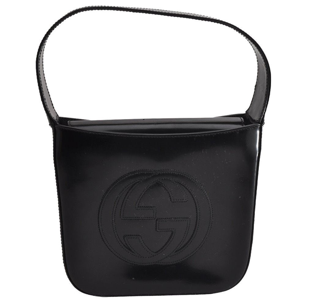 Authentic GUCCI SOHO Vintage Shoulder Hand Bag Purse Enamel Black Junk 6817I