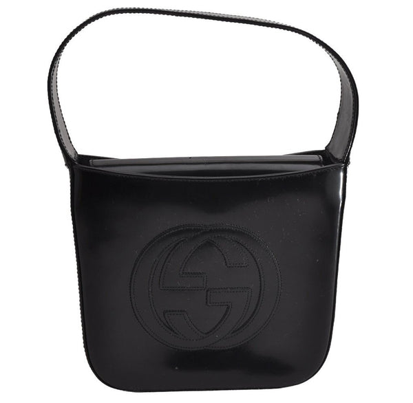 Authentic GUCCI SOHO Vintage Shoulder Hand Bag Purse Enamel Black Junk 6817I