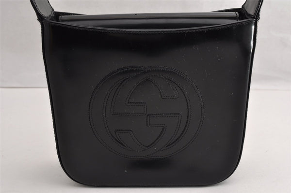 Authentic GUCCI SOHO Vintage Shoulder Hand Bag Purse Enamel Black Junk 6817I