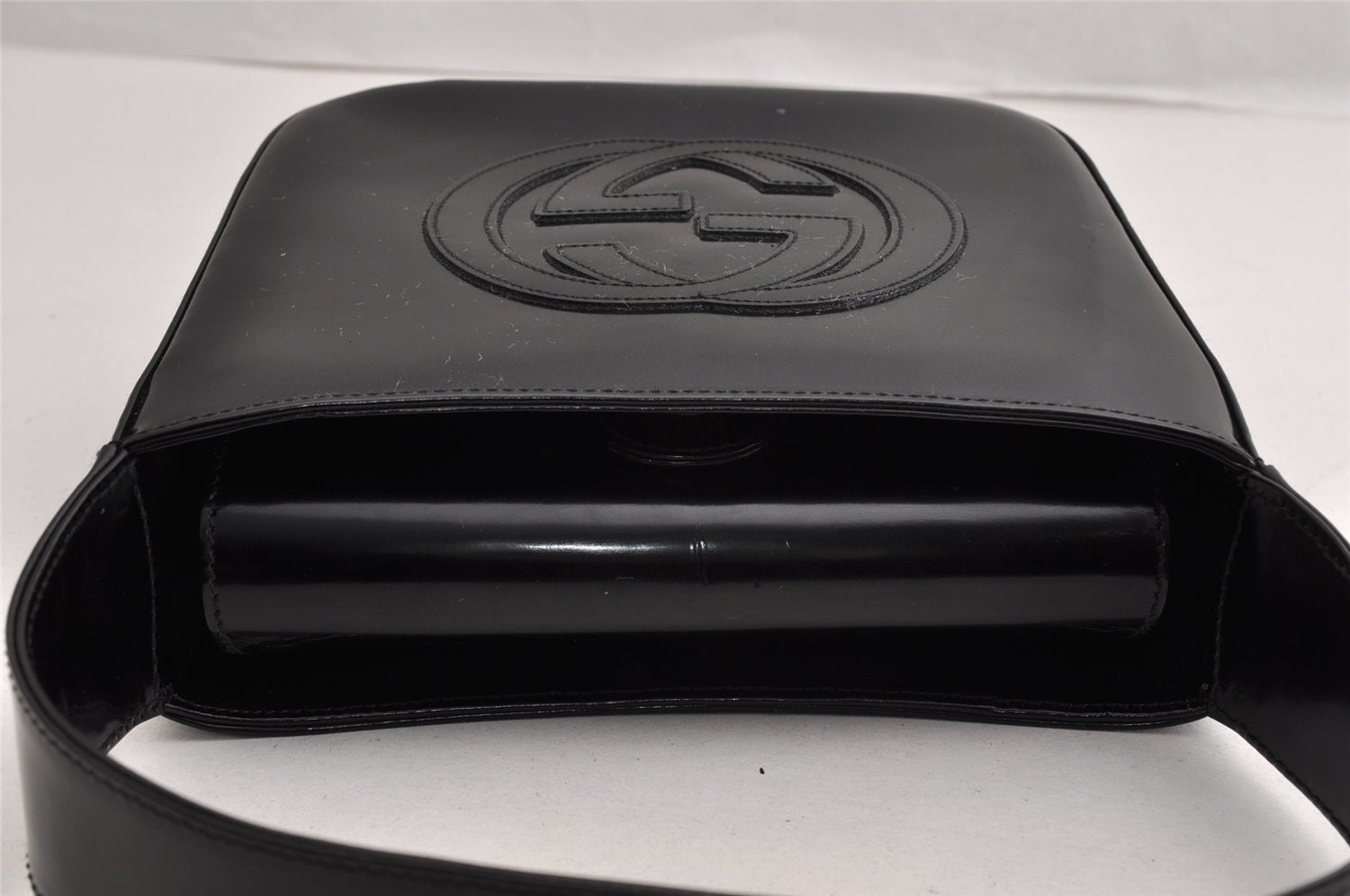 Authentic GUCCI SOHO Vintage Shoulder Hand Bag Purse Enamel Black Junk 6817I