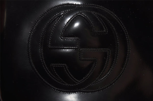 Authentic GUCCI SOHO Vintage Shoulder Hand Bag Purse Enamel Black Junk 6817I