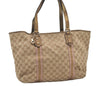 Authentic GUCCI Sherry Line Tote Bag GG Canvas Leather 139260 Beige 6818I
