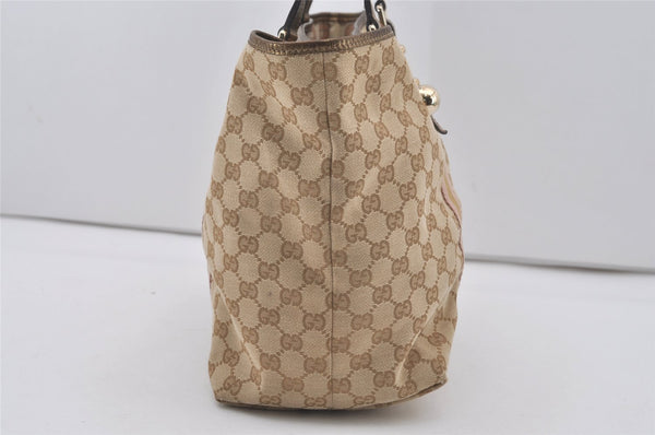 Authentic GUCCI Sherry Line Tote Bag GG Canvas Leather 139260 Beige 6818I