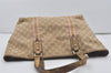 Authentic GUCCI Sherry Line Tote Bag GG Canvas Leather 139260 Beige 6818I