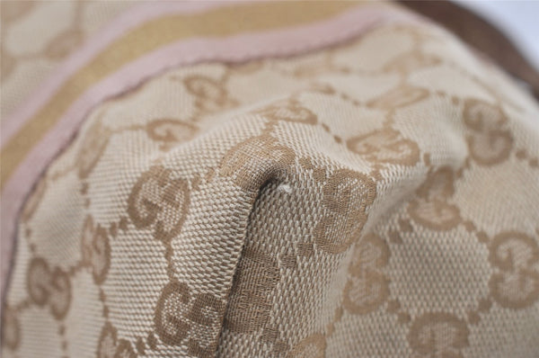 Authentic GUCCI Sherry Line Tote Bag GG Canvas Leather 139260 Beige 6818I