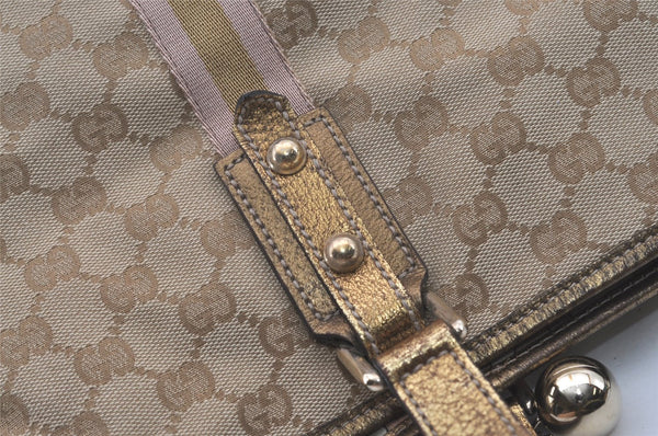 Authentic GUCCI Sherry Line Tote Bag GG Canvas Leather 139260 Beige 6818I