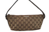 Auth GUCCI Web Sherry Line Hand Bag Pouch GG Canvas Leather 141809 Brown 6819I