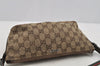 Auth GUCCI Web Sherry Line Hand Bag Pouch GG Canvas Leather 141809 Brown 6819I