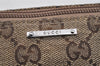 Auth GUCCI Web Sherry Line Hand Bag Pouch GG Canvas Leather 141809 Brown 6819I