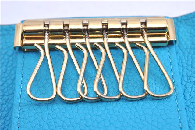 Auth Louis Vuitton Monogram Empreinte Multicles 6 Key Case M81566 Blue LV 6821F