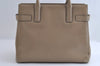 Authentic Salvatore Ferragamo Gancini Leather Shoulder Hand Bag Beige 6821I