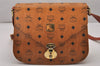 Authentic MCM Visetos Leather Vintage Shoulder Cross Body Bag Purse Brown 6825I